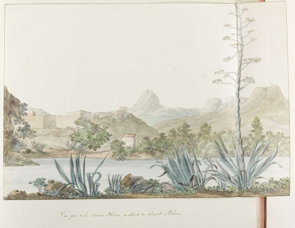 View of the Platani River and Agrigento in Palermo, Louis Ducros, 1778