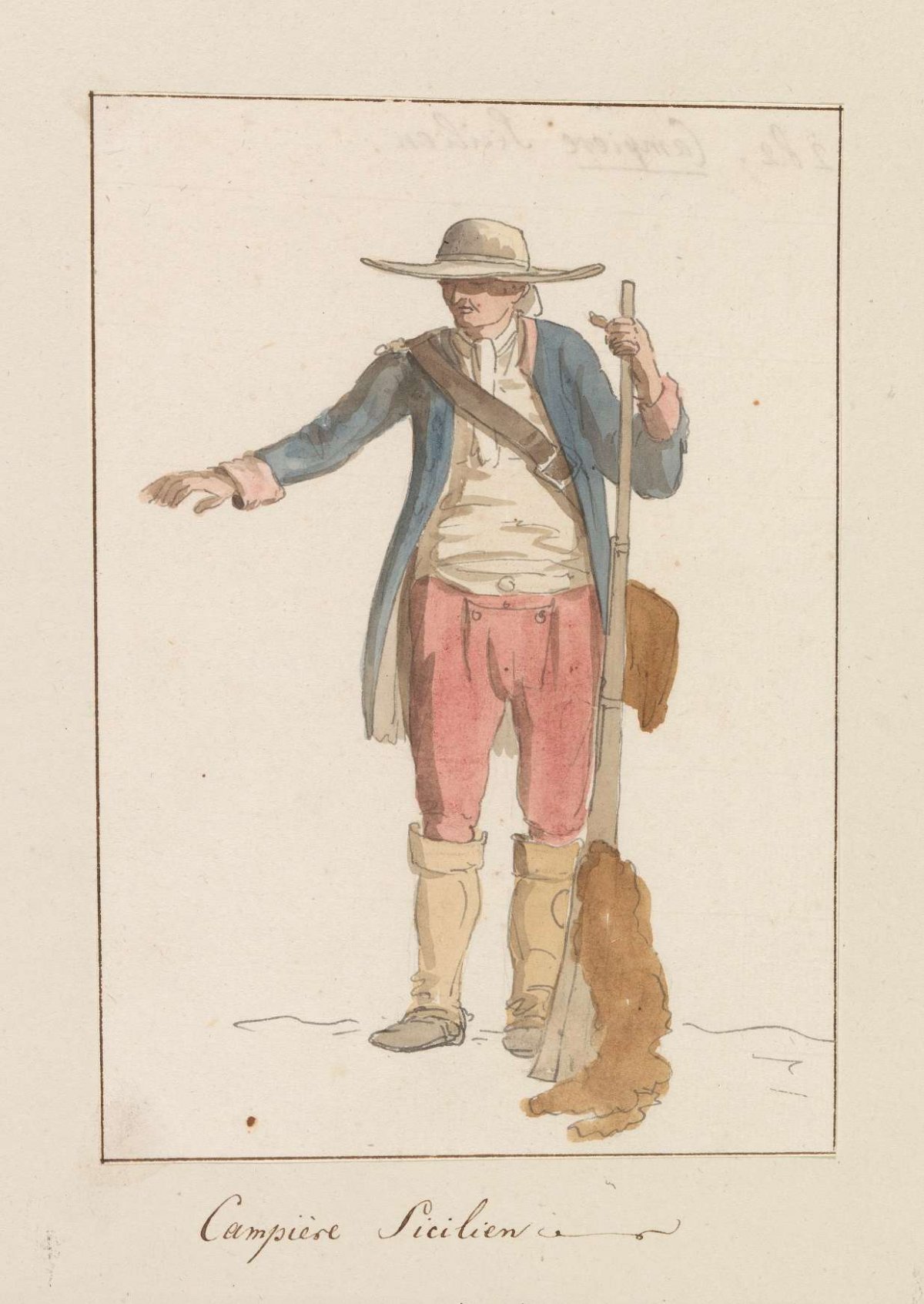 Sicileense man in plaatselijk klederdracht, Louis Ducros, 1778