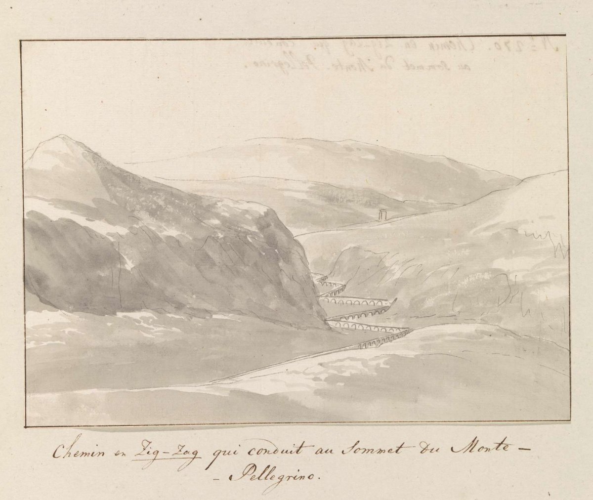 Zig-zag road leading to the summit of Monte Pellegrino, Louis Ducros, 1778