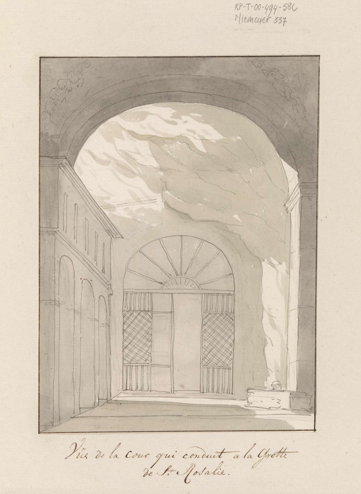 Courtyard leading to the grotto of Santa Rosalia, Louis Ducros, 1778