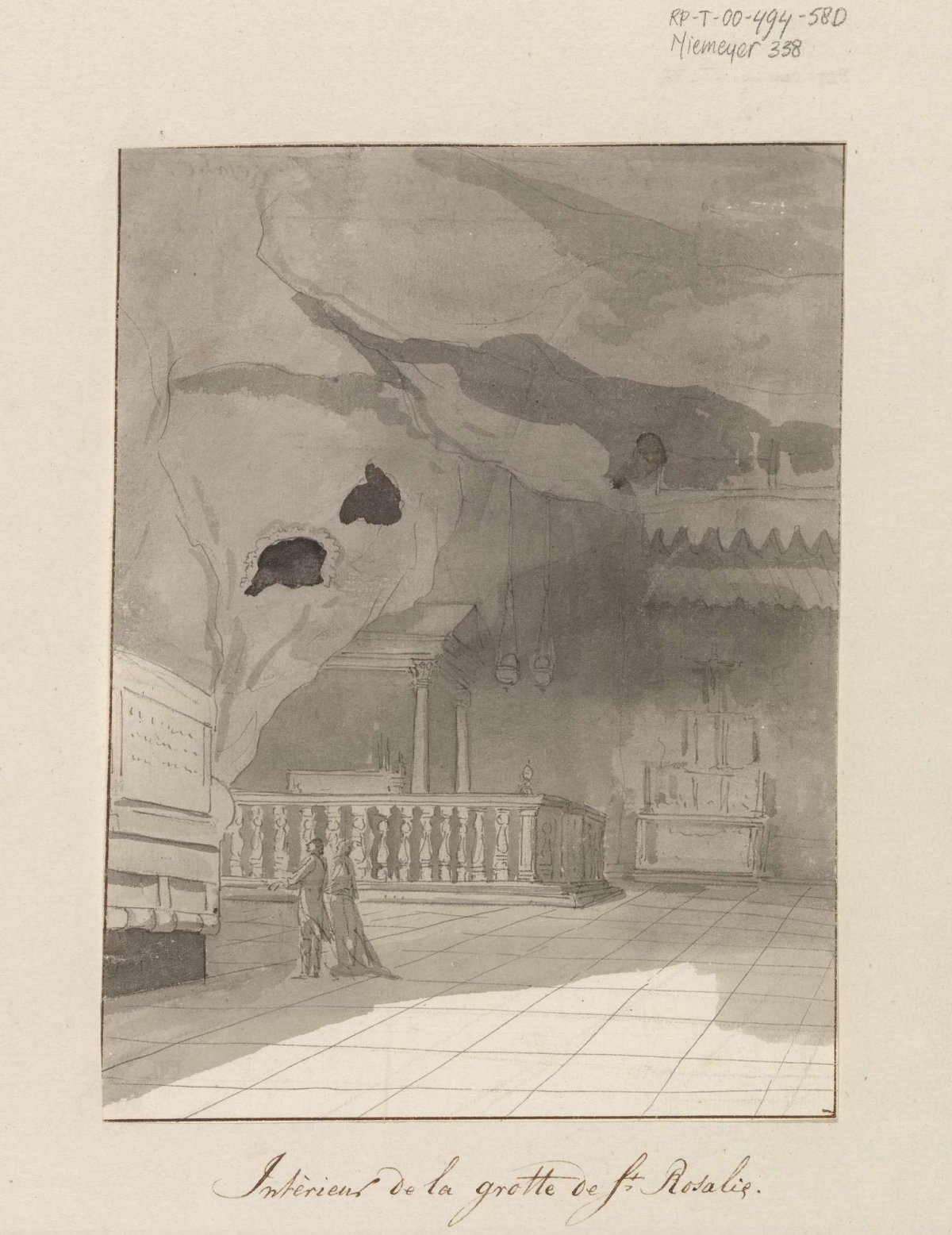Interior of the cave of Santa Rosalia, Louis Ducros, 1778
