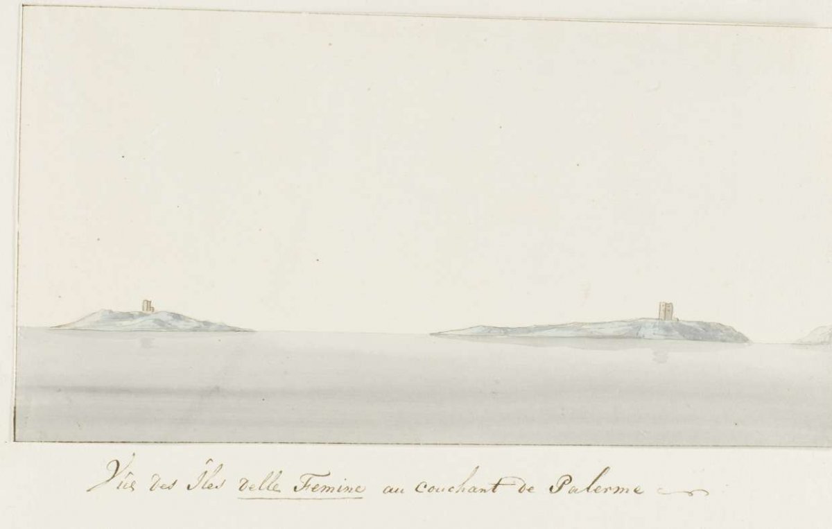 View of Isola delle Femine west of Palermo, Louis Ducros, 1778