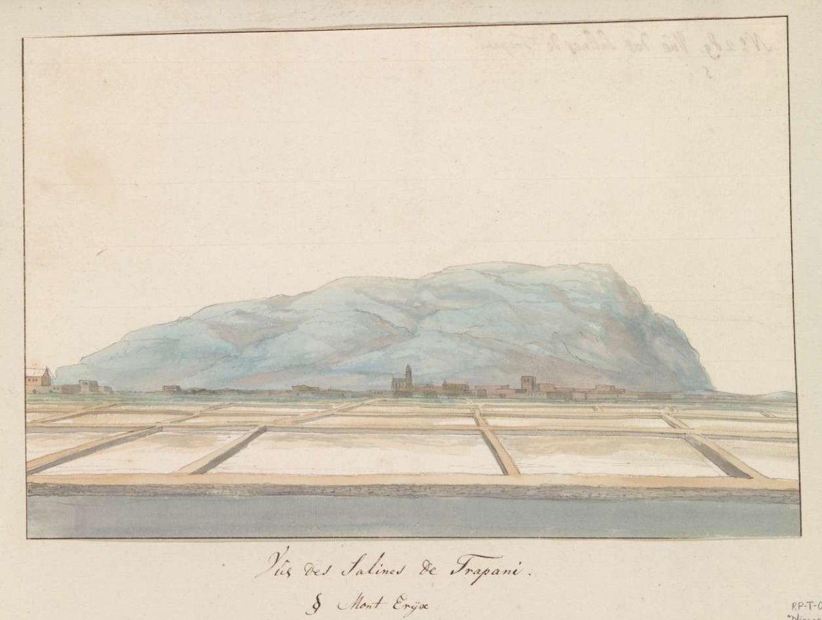 View of the salt pans of Trapani, Louis Ducros, 1778