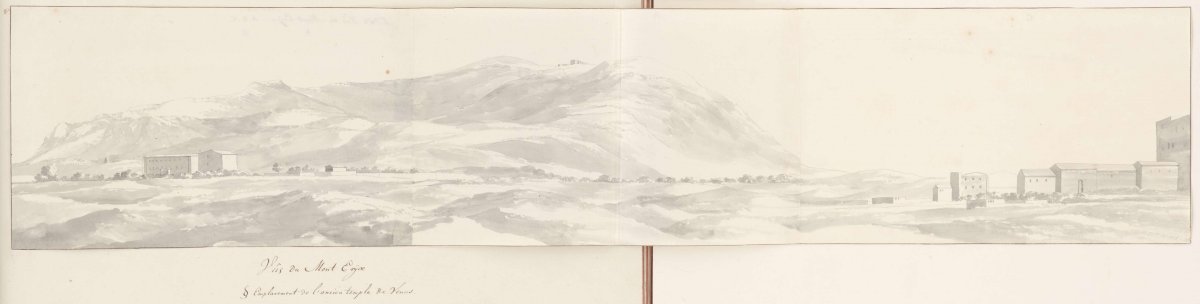 Panorama with mountain Eryx and plain, location of ancient Venus temple, Louis Ducros, 1778