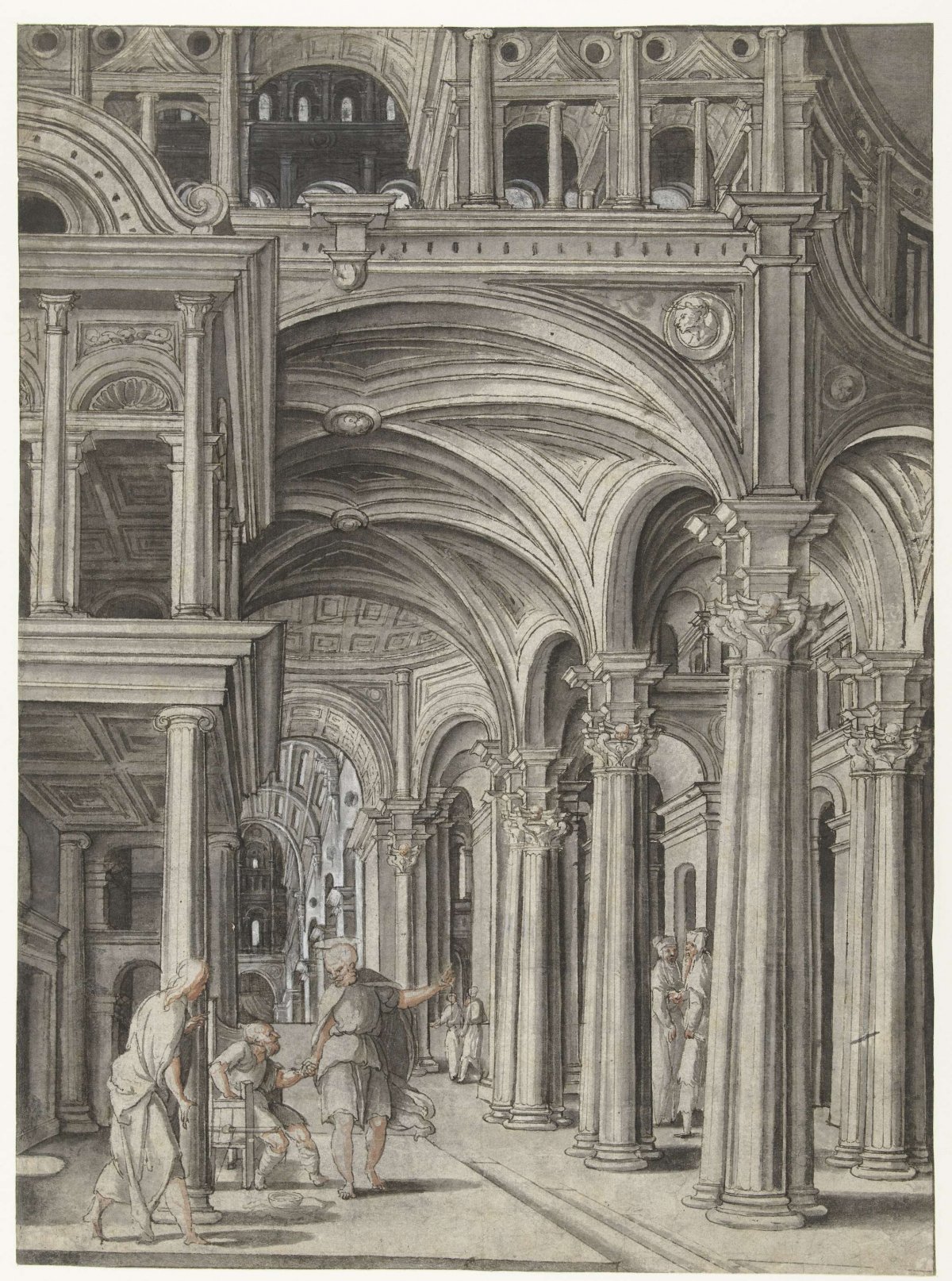 Peter heals the paralyzed man in the temple, Aertgen Claesz van Leyden, 1508 - 1564