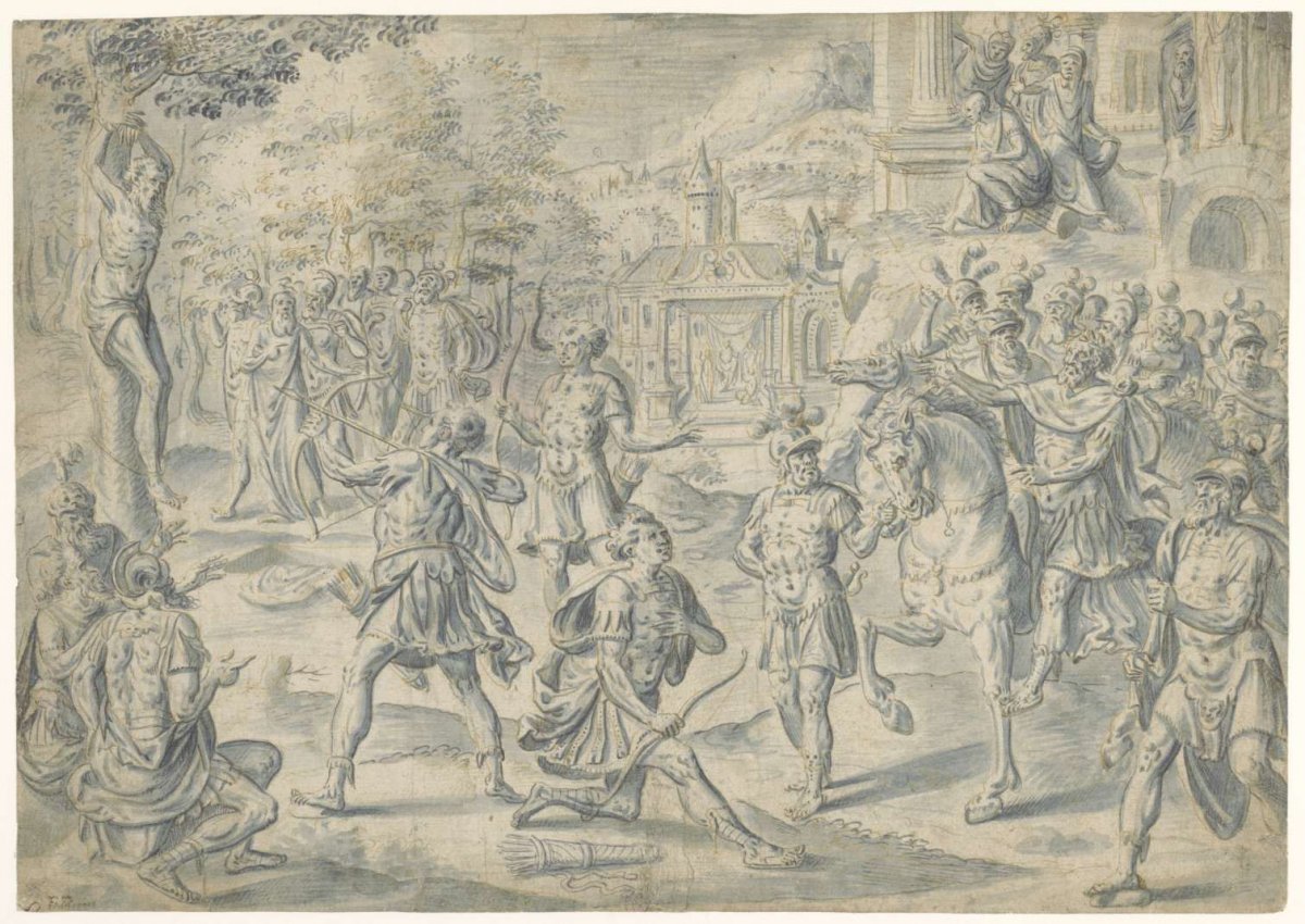 Shooting at father's corpse, Cornelis Floris (II), 1524 - 1575