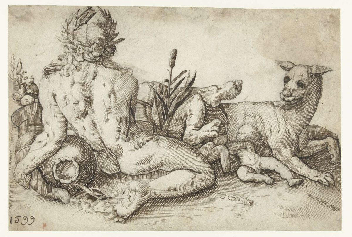 River god and the wolf, Lucas van Haelwech, 1599