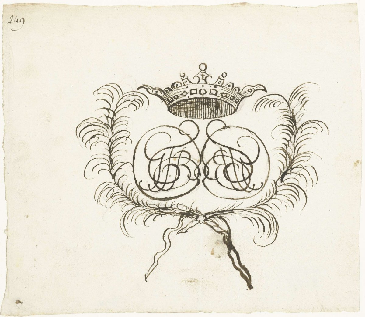 Bekroond monogram GTB, Gesina ter Borch, c. 1660