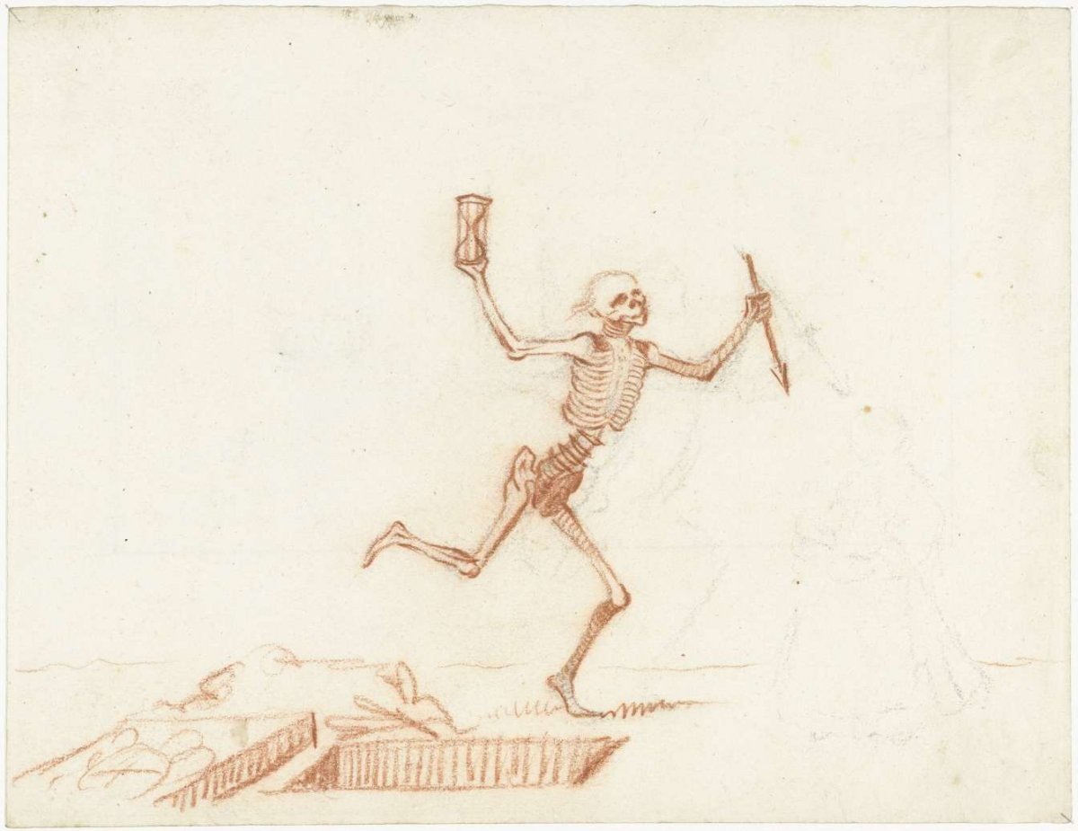 Skeleton Dancing Near an Open Grave, Gesina ter Borch, c. 1656