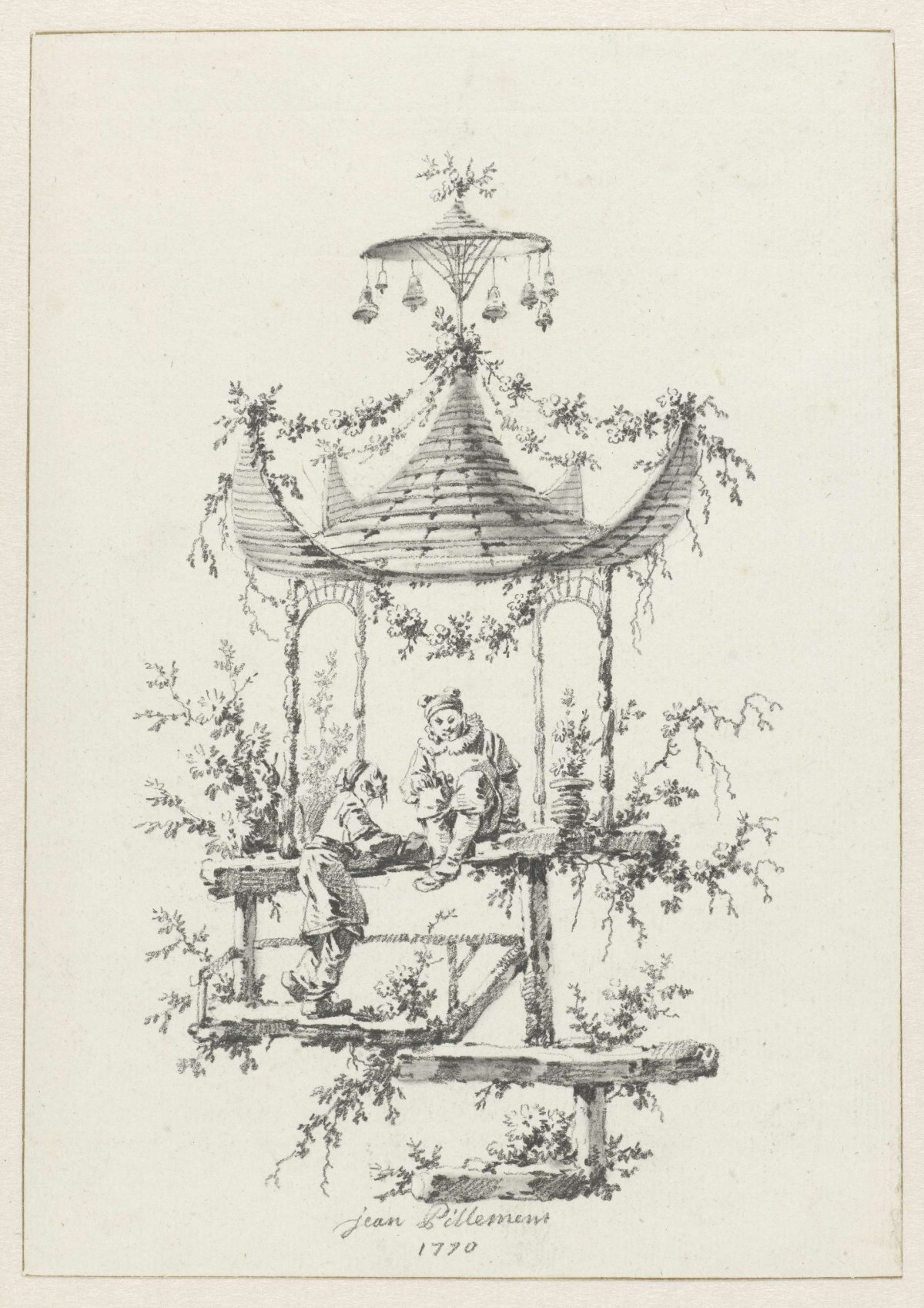 Ornamentale compositie in chinoiserie-stijl, Jean Baptiste Pillement, 1770