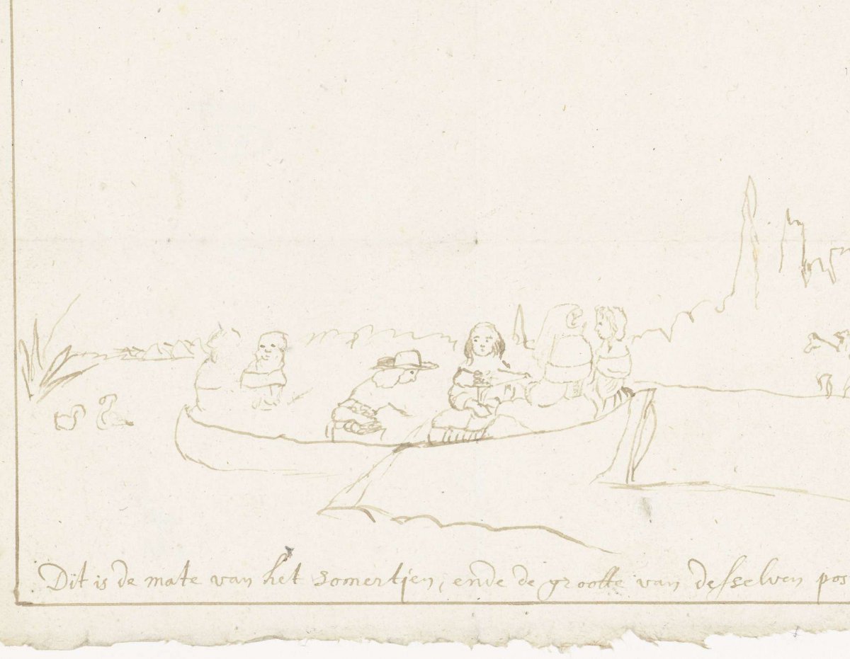 Summer: a company on a boat in Zwolle's canal, Gesina ter Borch, c. 1655