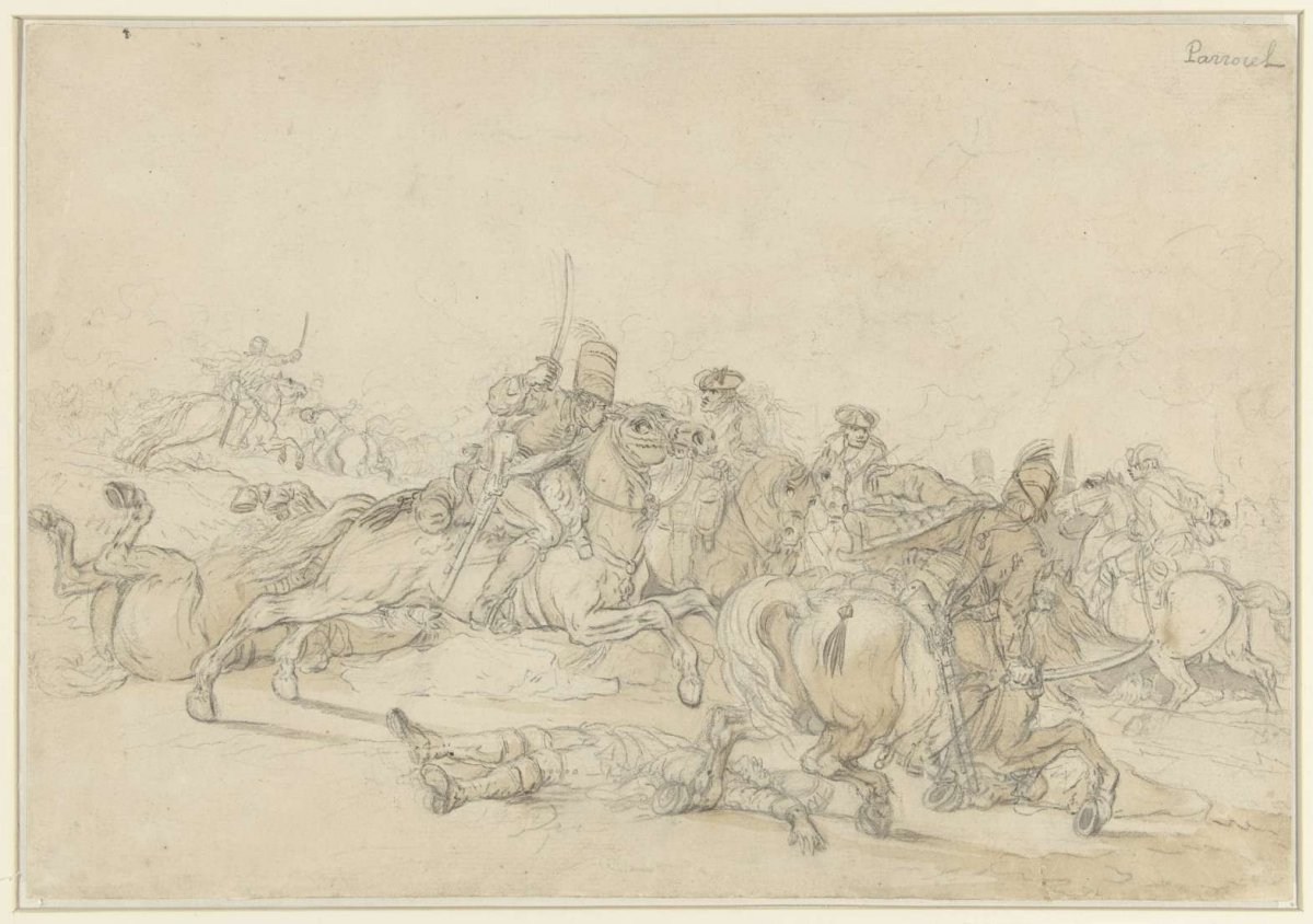 Ruitergevecht, Charles Parrocel, 1698 - 1752