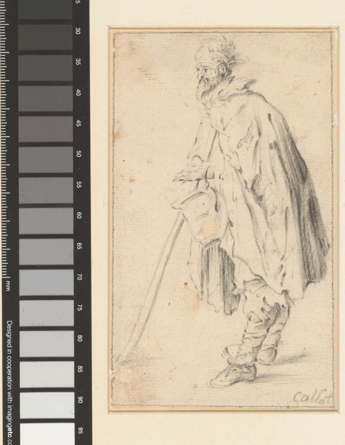 Beggar with cane, to left, anonymous, 1620 - 1700