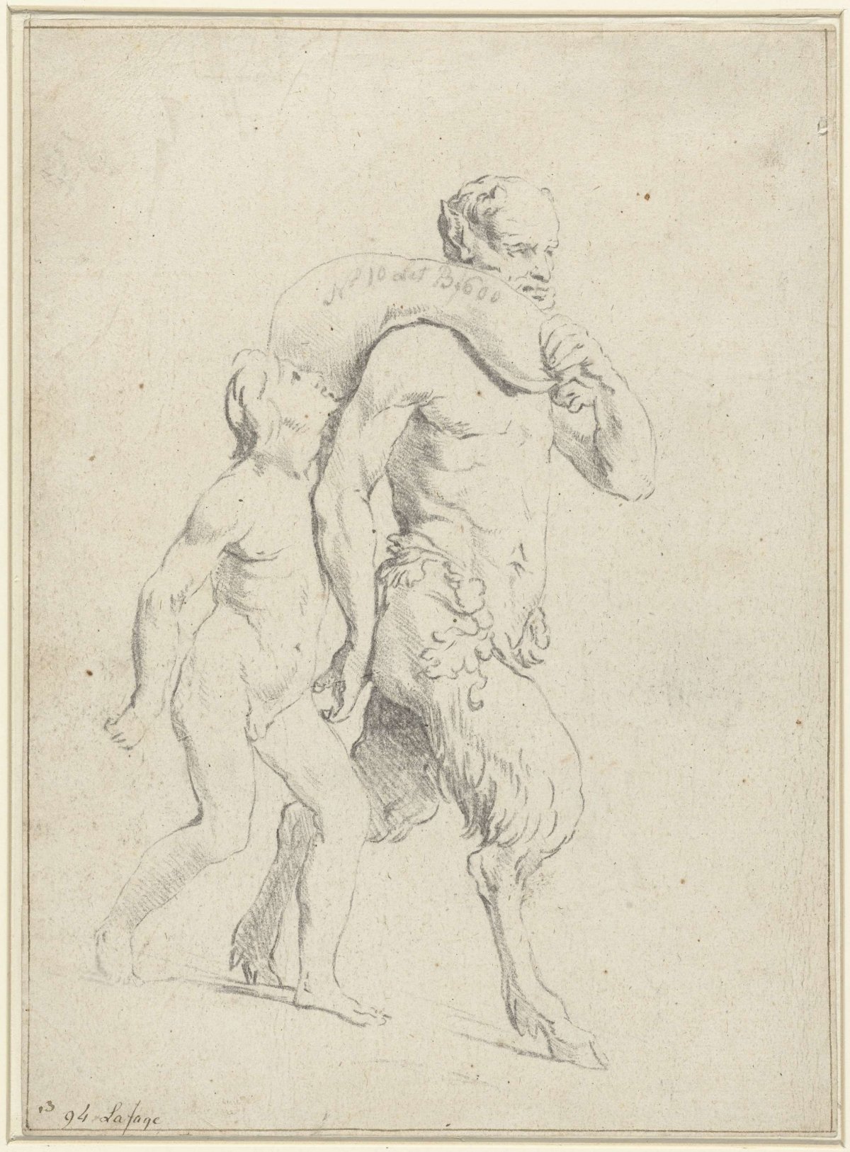 Boy next to a satyr with a bag, anonymous, 1666 - 1700