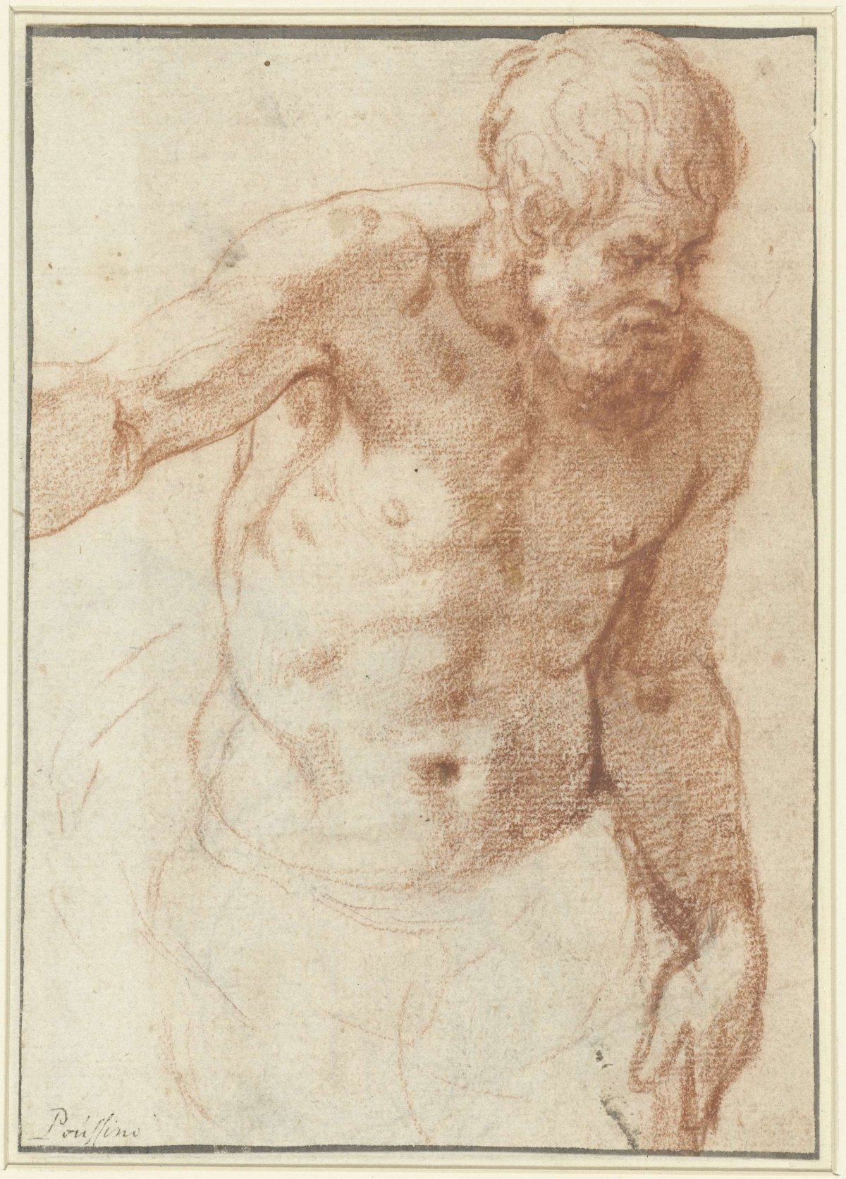 Naked man, up to the hips, three-quarters to the right, anonymous, 1600 - 1699