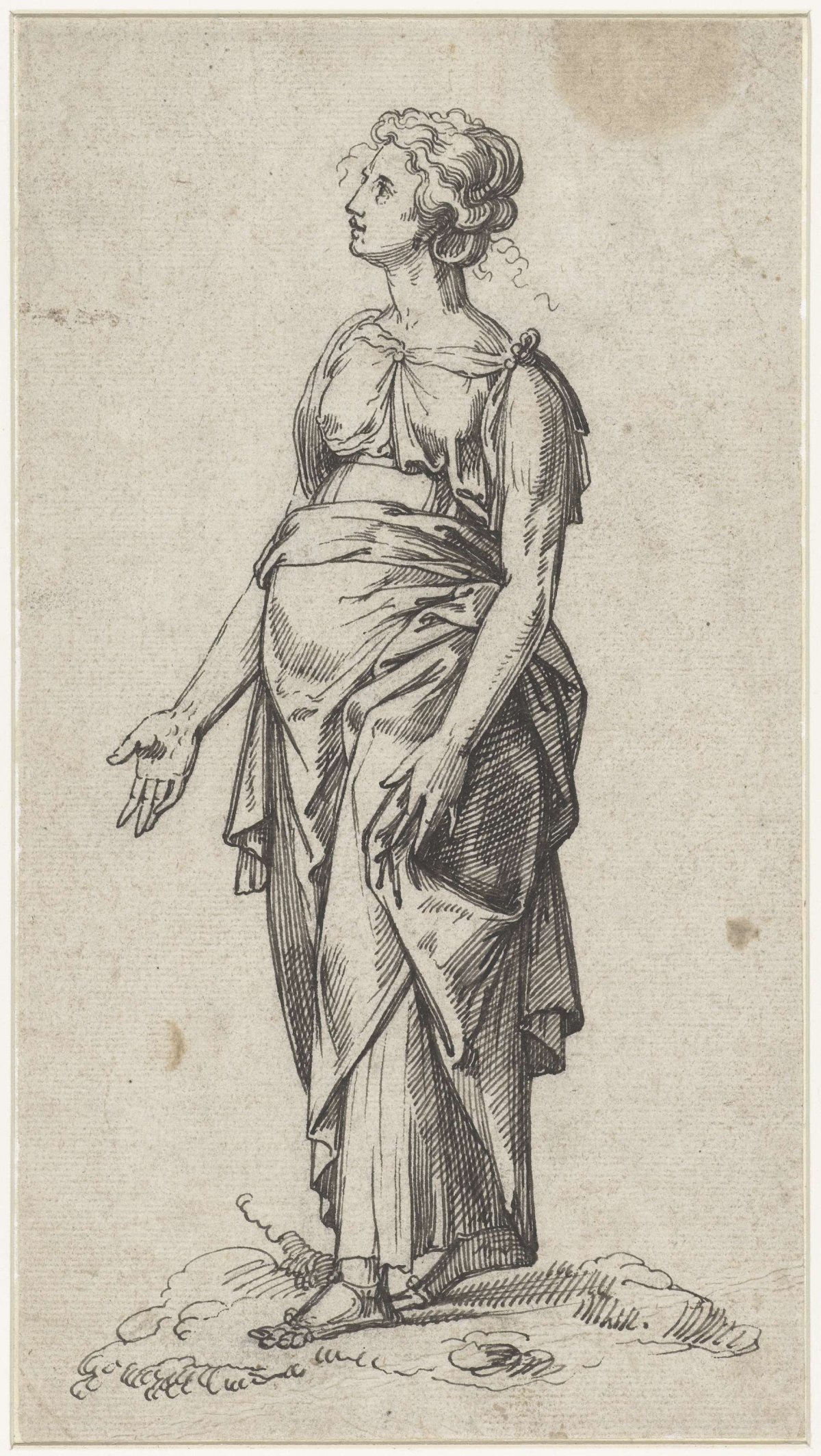 Woman walking, to the left, anonymous, 1500 - 1600