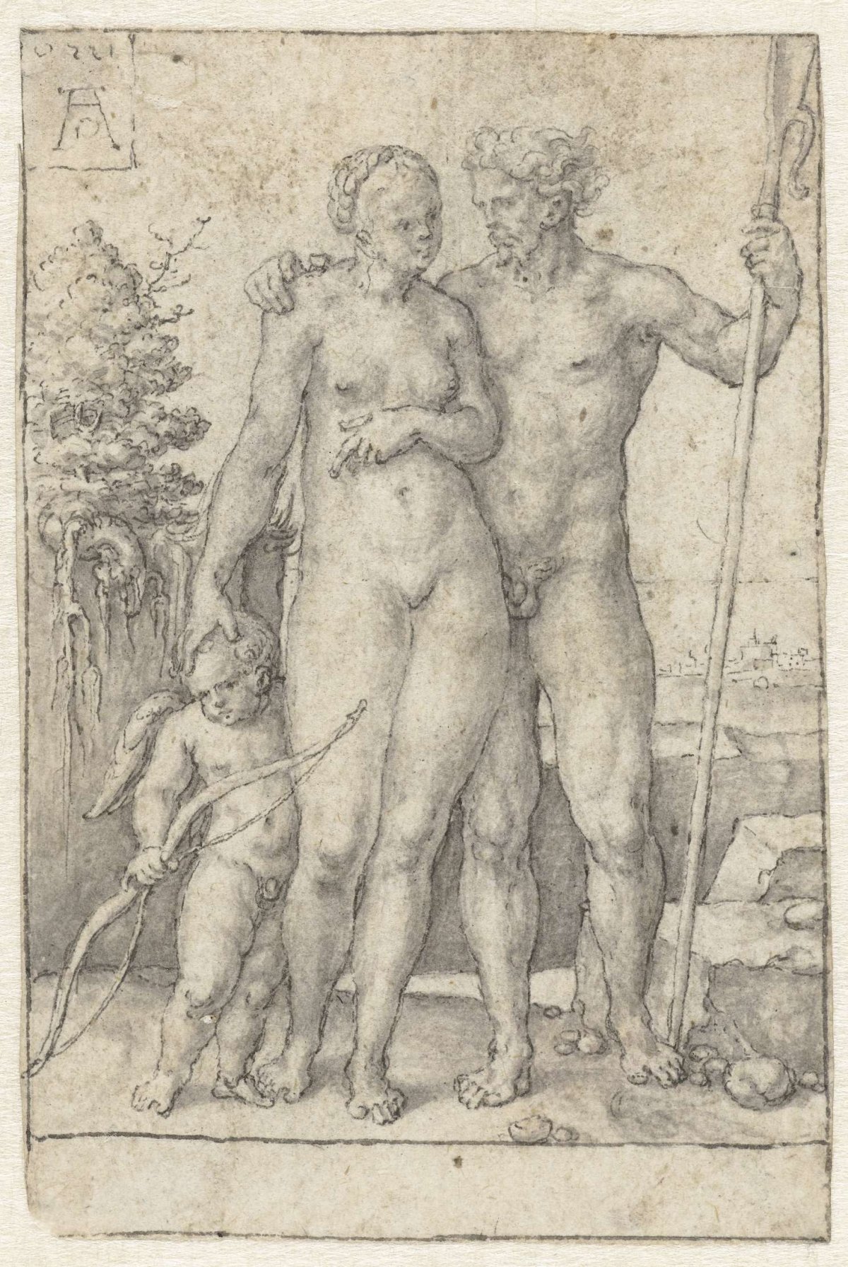 Paris, Oenone and Cupid, Heinrich Aldegrever, 1550