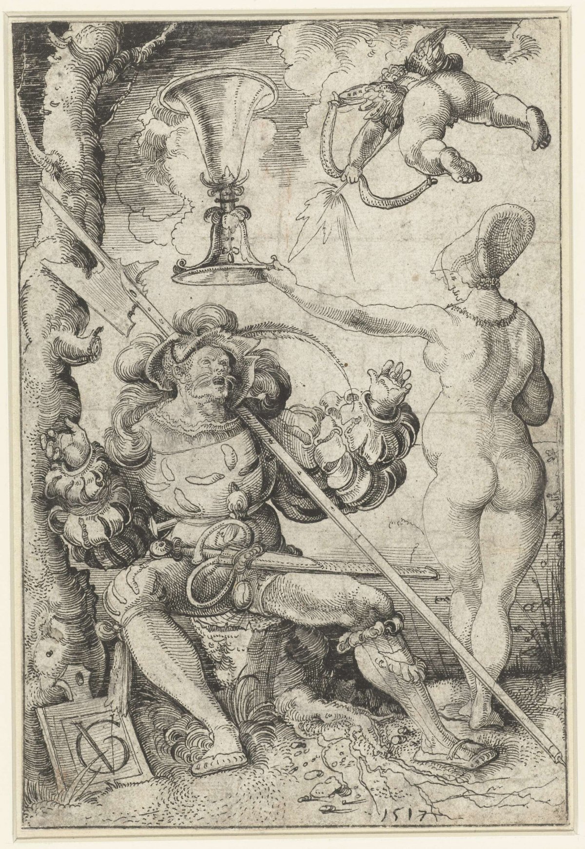 Halberd animal ignited in love for a naked woman, Urs Graf, 1517