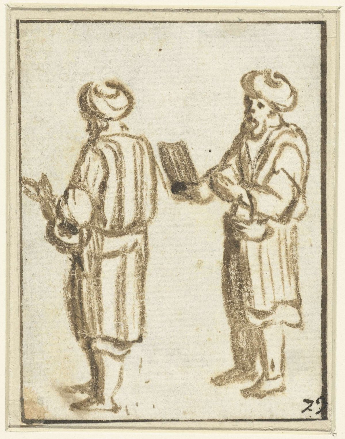 Two standing men with turbans, Adam Elsheimer, 1588 - 1610