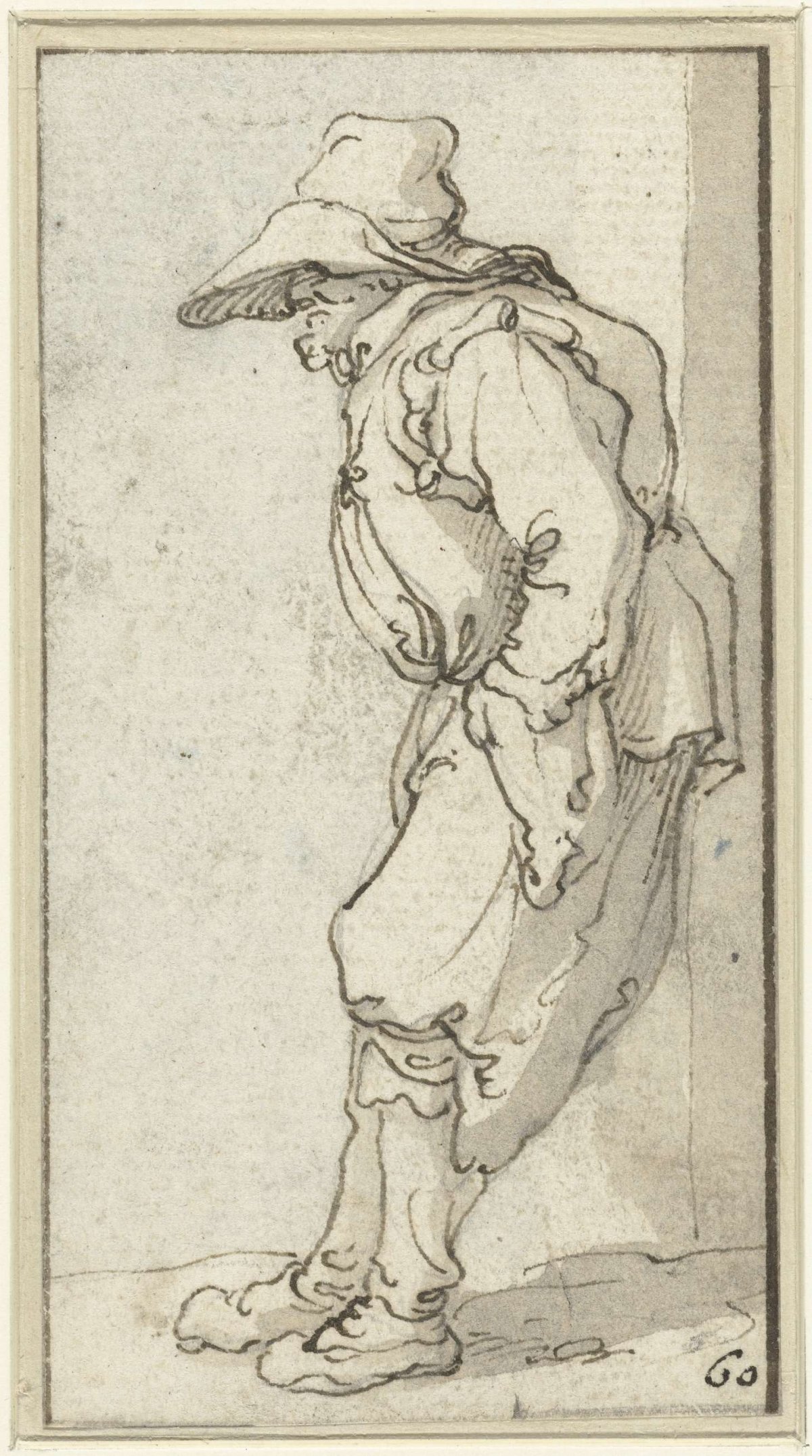 Beggar leaning against a wall, Jacob Roos, 1600 - 1760