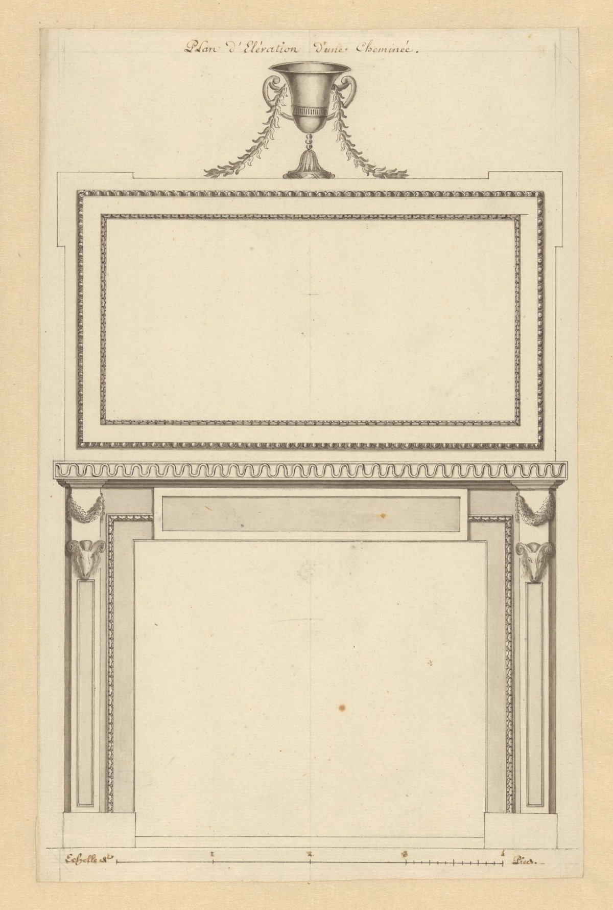 Design for a mantelpiece, anonymous, c. 1700 - c. 1800