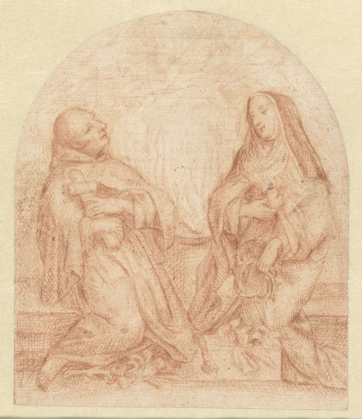 Kneeling monk and nun, anonymous, 1600 - 1699