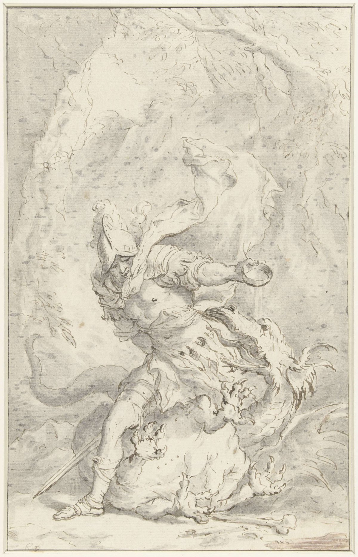 Saint George defeats the dragon, anonymous, 1625 - 1673