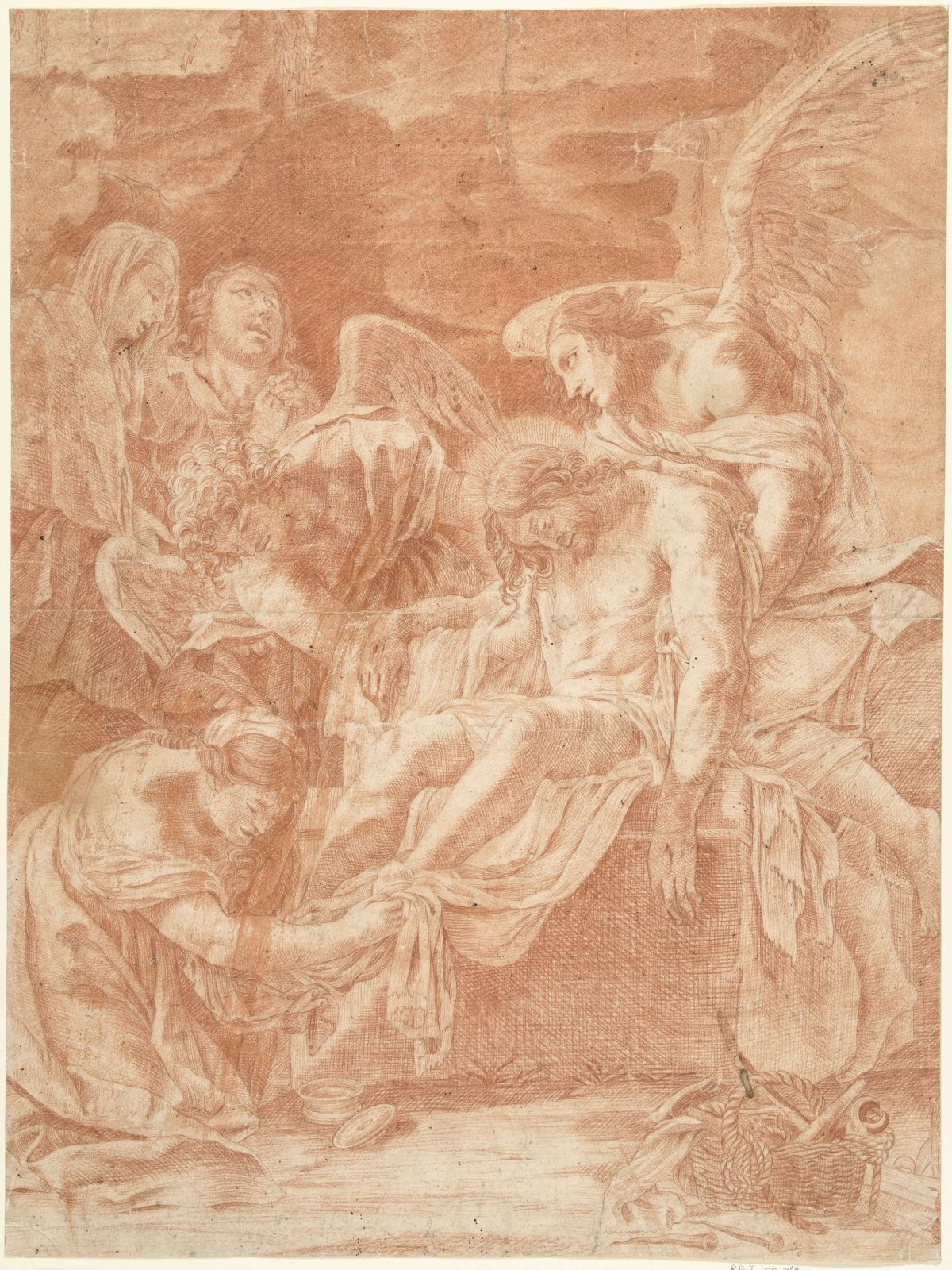 Entombment of Christ by angels, anonymous, 1641 - 1700