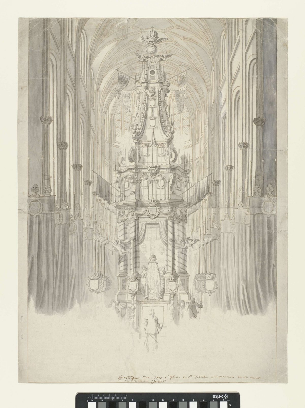 Catafalque for Emperor Charles VI, set up in St. Gudule Church in Brussels in 1740, Jacob Colin, 1740