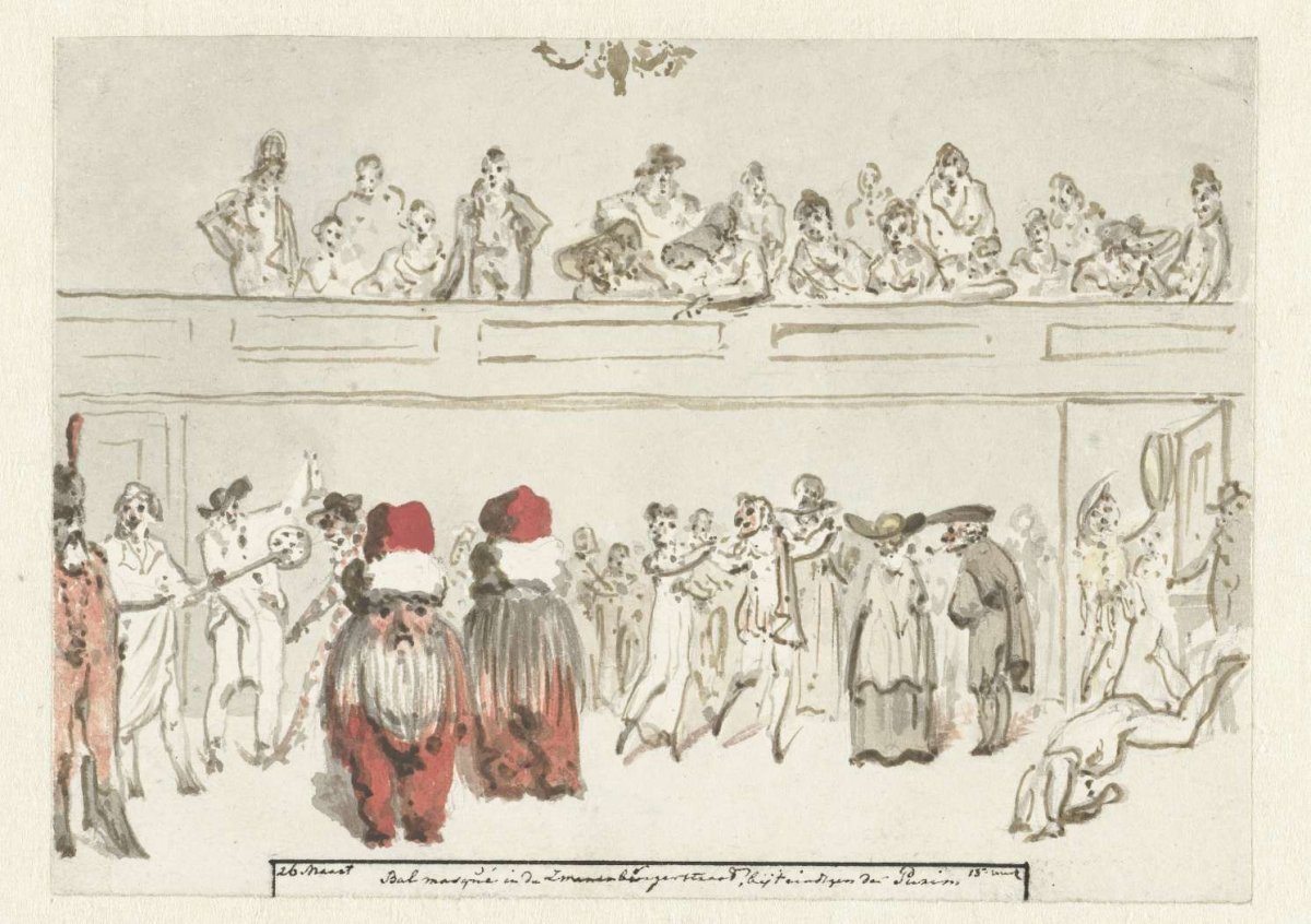 Bal masqué in the Zwanenburgerstraat (diary, March 26), Christiaan Andriessen, 1805 - 1808