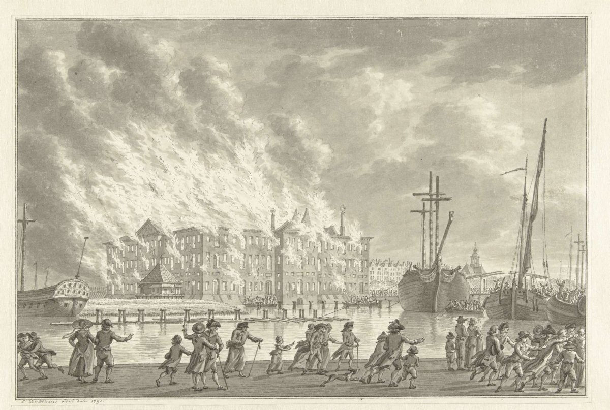 Brand in 's Lands Zeemagazijn, 1791, Jan Bulthuis, 1791