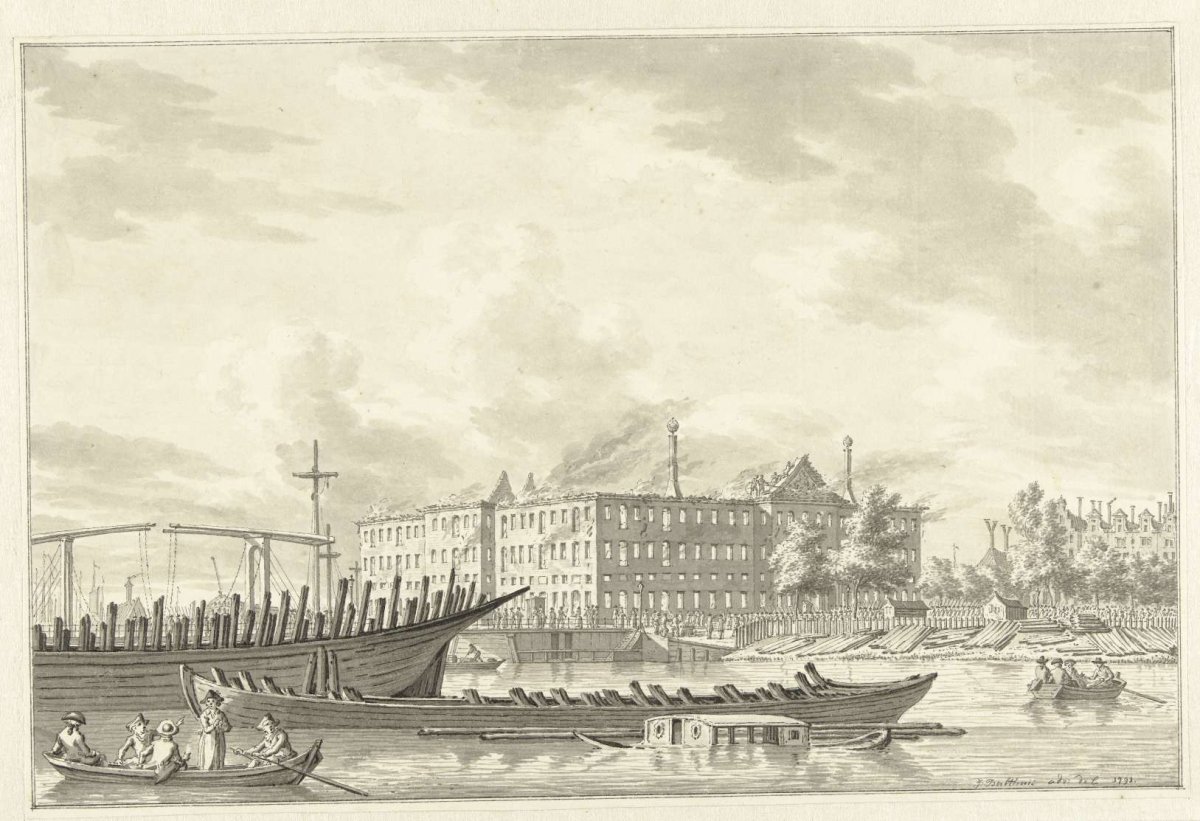 's Lands Zeemagazijn after the fire, 1791, Jan Bulthuis, 1791