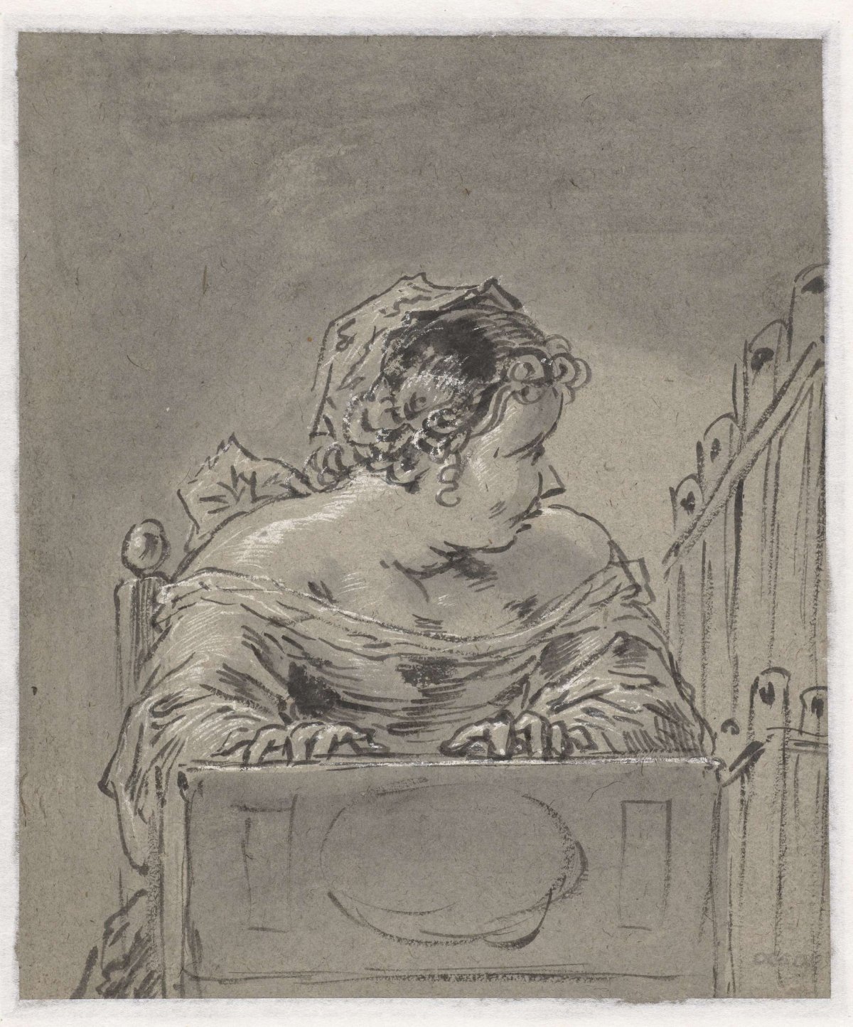 Woman playing the organ, Leonaert Bramer, 1606 - 1674