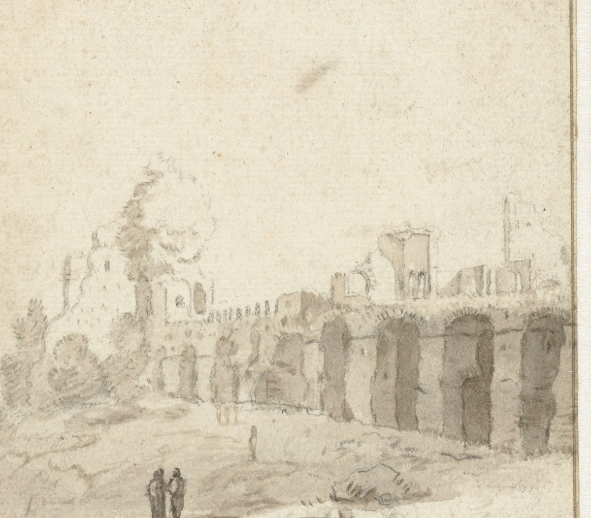 Ruins of the Baths of Trajan or Mezza Via aqueduct, Bartholomeus Breenbergh, 1624 - 1629