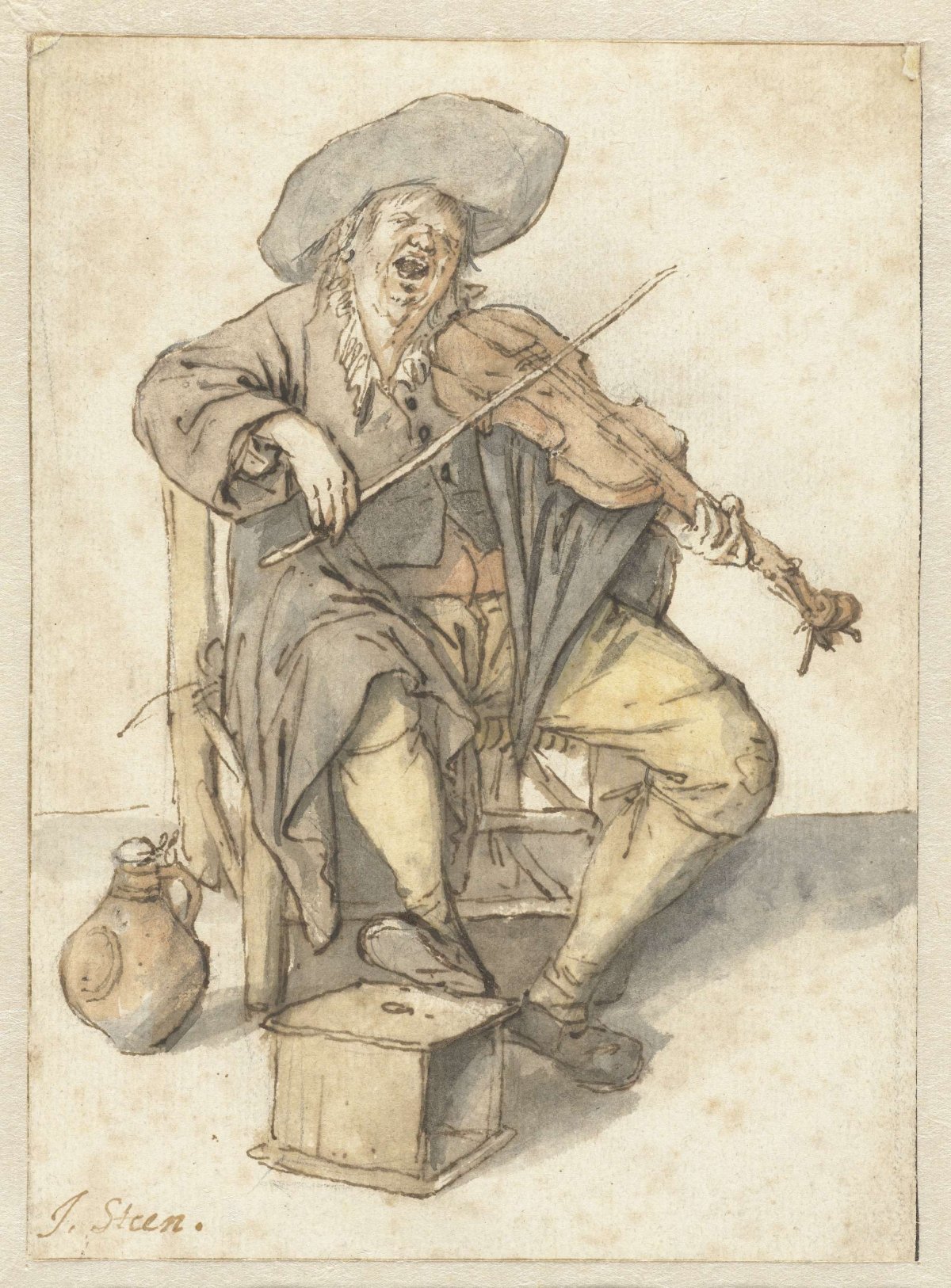 Zingende vioolspeler, Jan Havicksz. Steen, 1636 - 1679