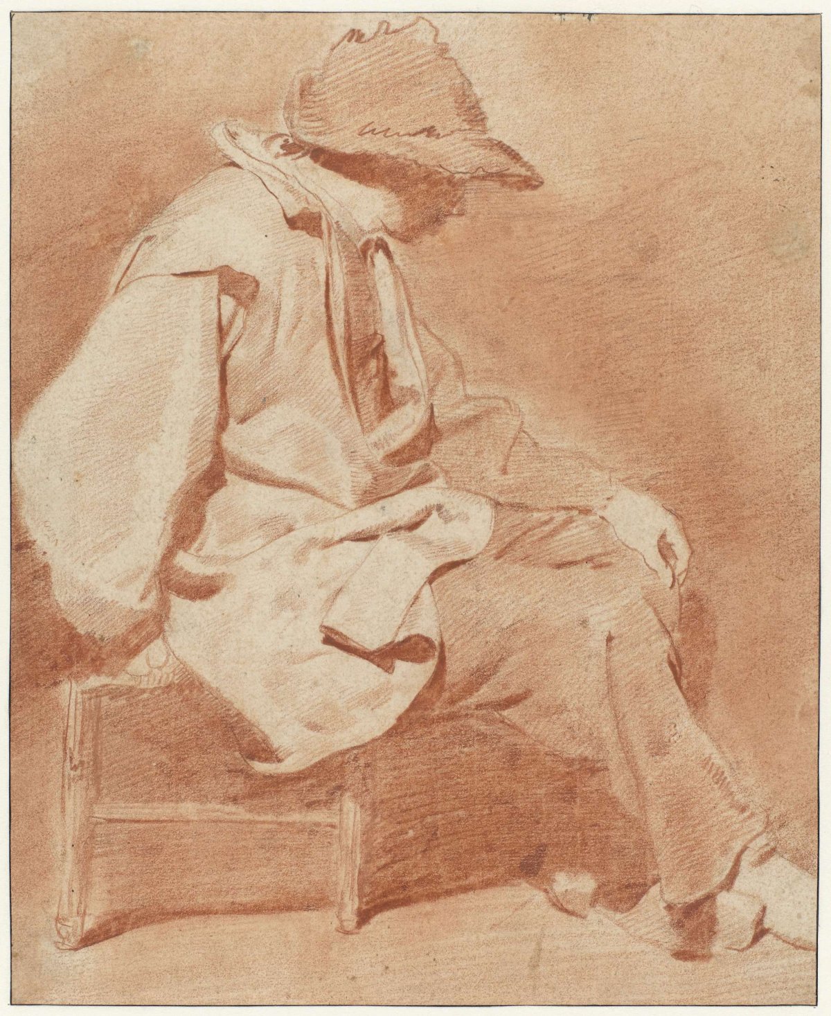 Seated Man Wearing a Cap, his Left Hand on his Knee, Facing Right, Cornelis Pietersz. Bega, c. 1658 - c. 1660