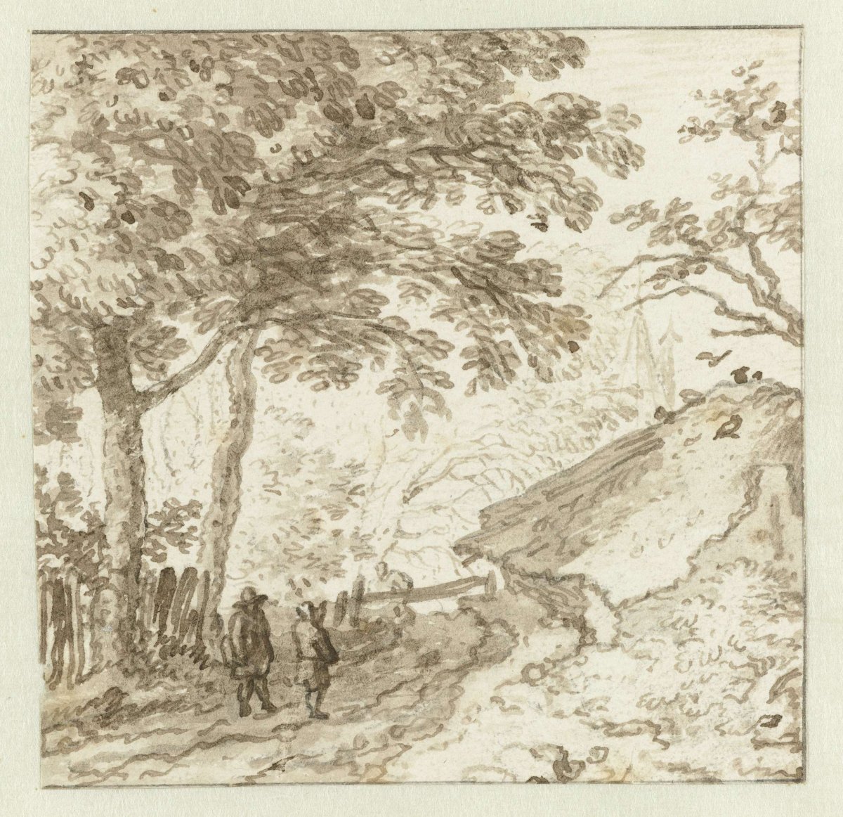 Landscape with two figures on a road, Allaert van Everdingen, 1631 - 1675