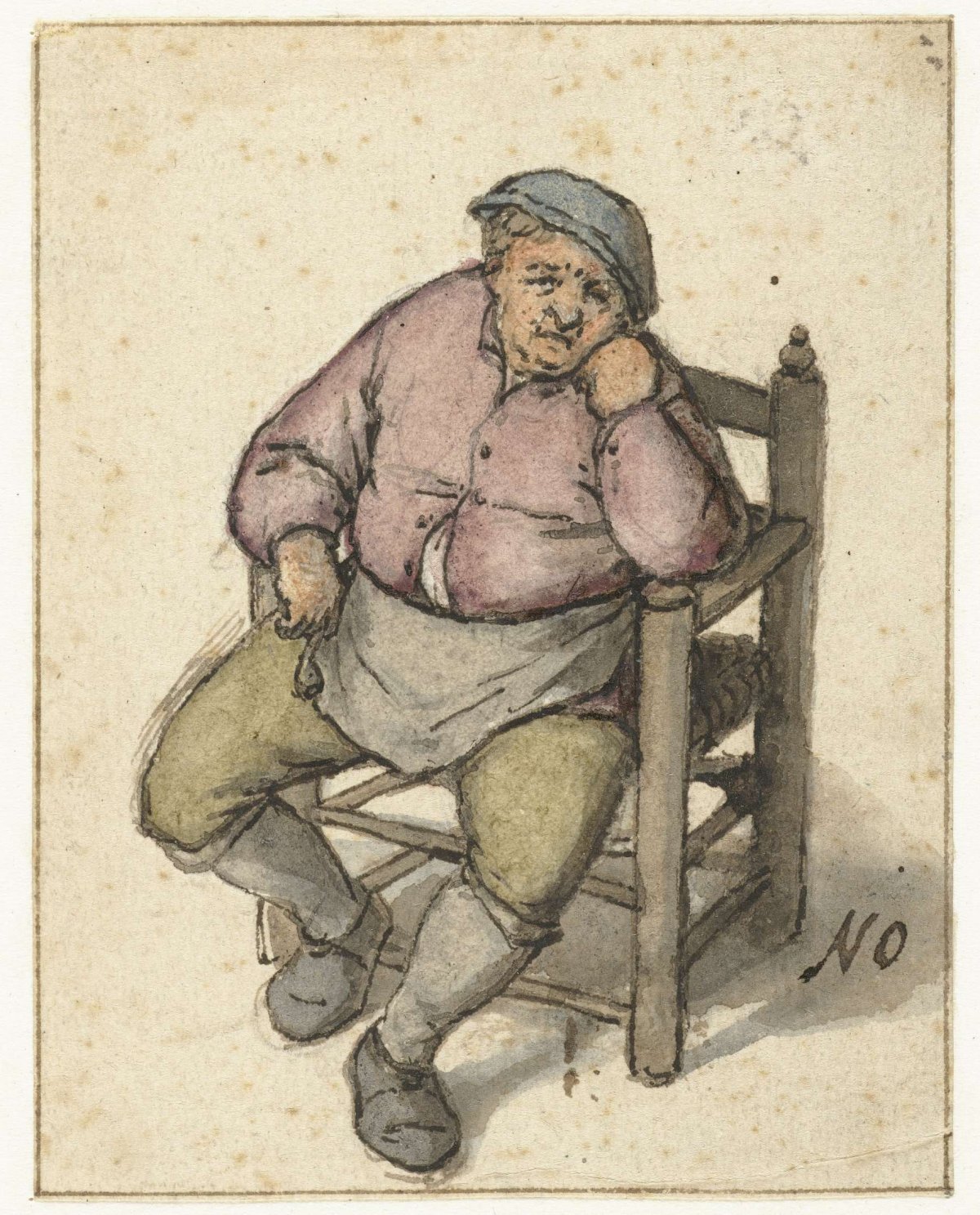 Seated Man with a Pipe, Adriaen van Ostade, 1670 - 1685