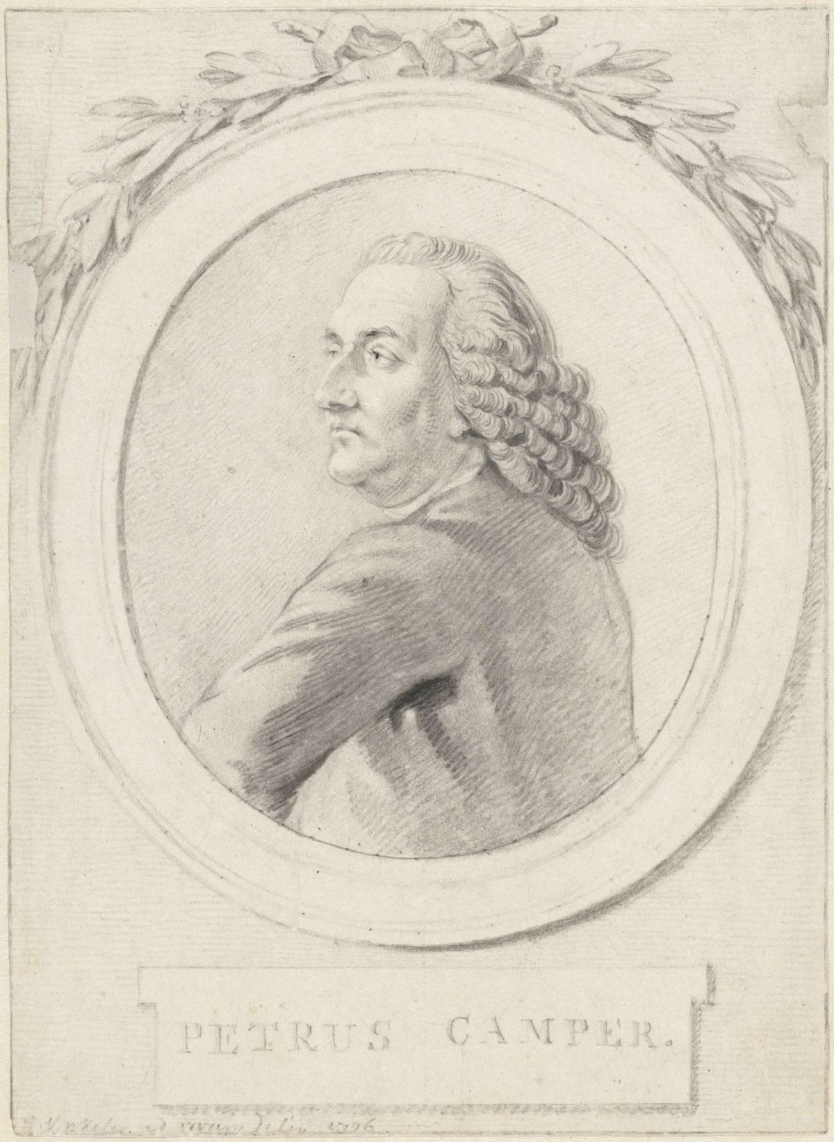 Portrait of professor Petrus Camper, Reinier Vinkeles (I), 1776