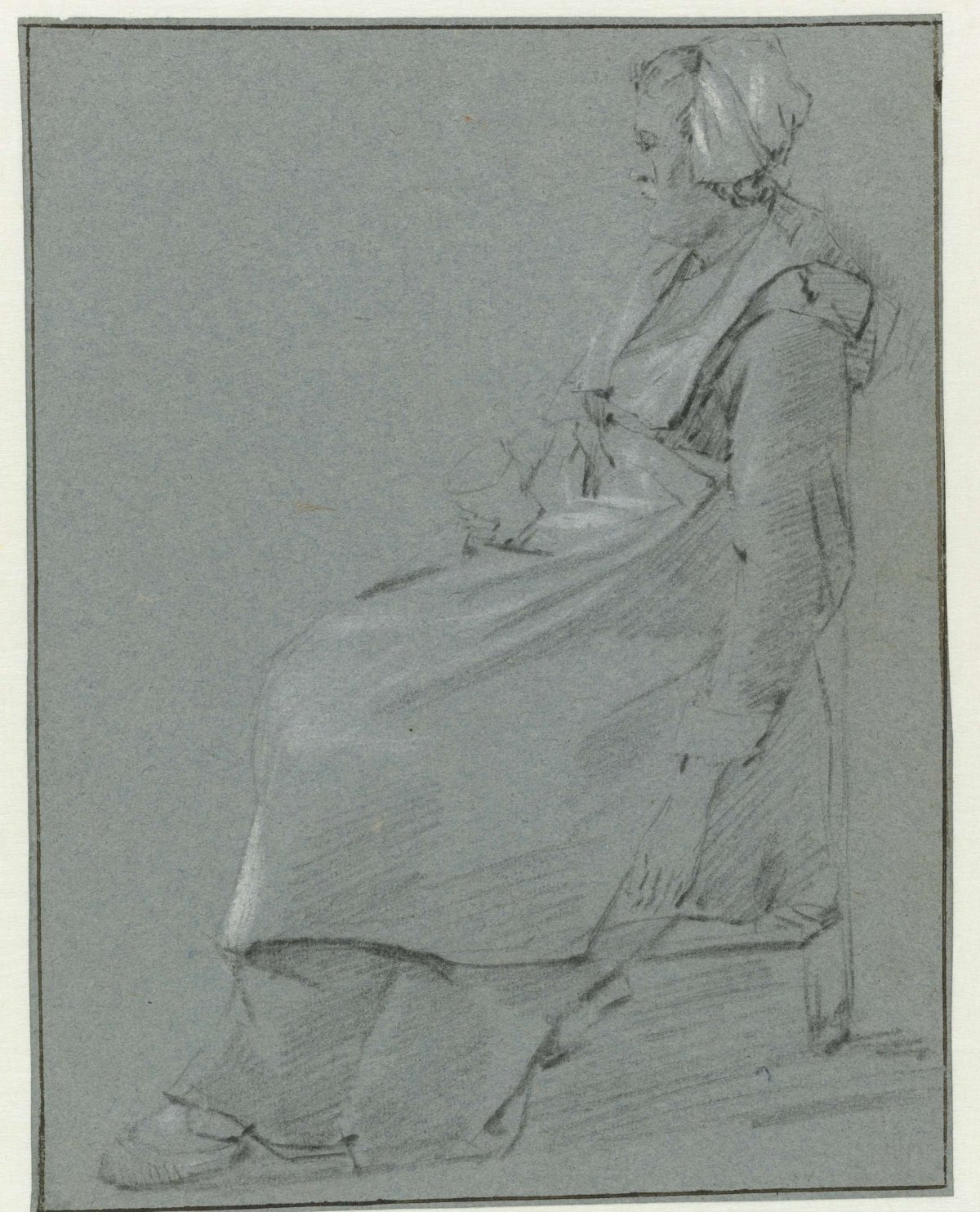 Seated Woman, in Profile to the Left, Wearing a Little Cap and Holding a Glass in her Right Hand, Cornelis Pietersz. Bega, 1766 - 1804