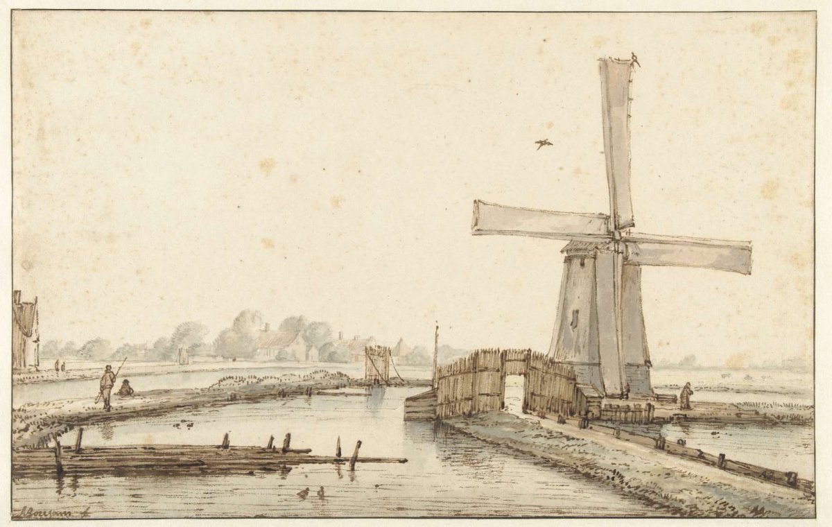 The waterfront windmill, Anthonie van Borssom, 1660 - 1677