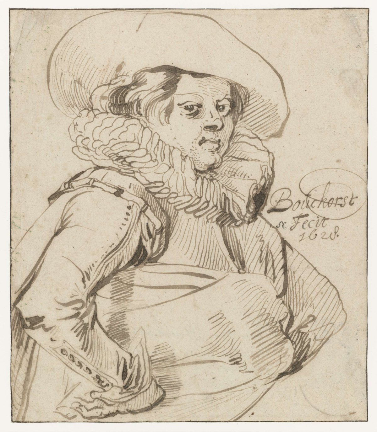 Young man, half in the face, three-quarters to the right (self-portrait?), Jan Philipsz. van Bouckhorst, 1628