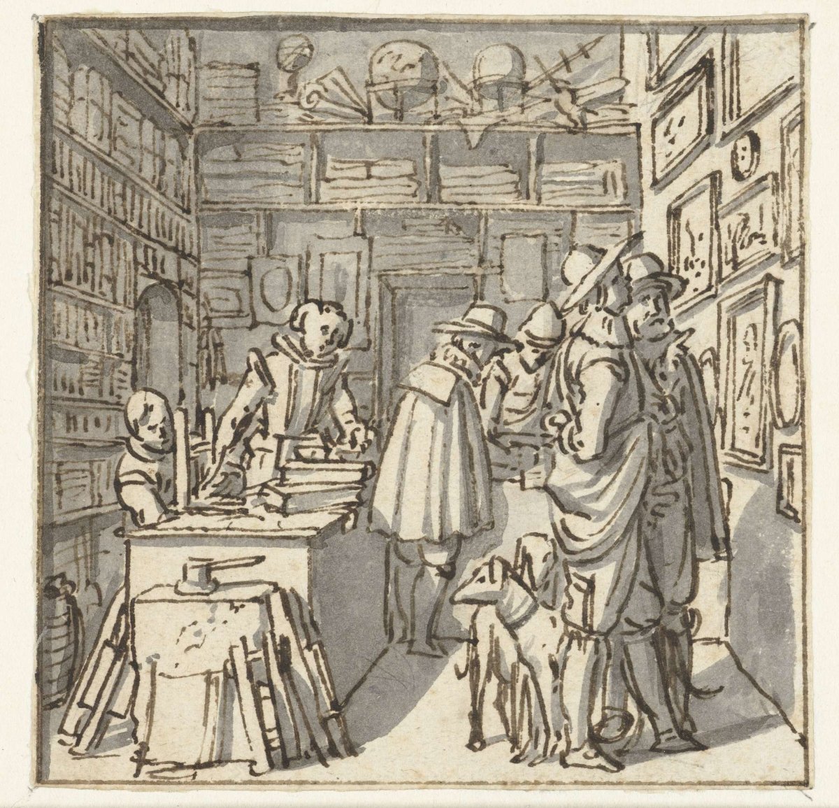 Interior of a Bookshop, anoniem, 1628