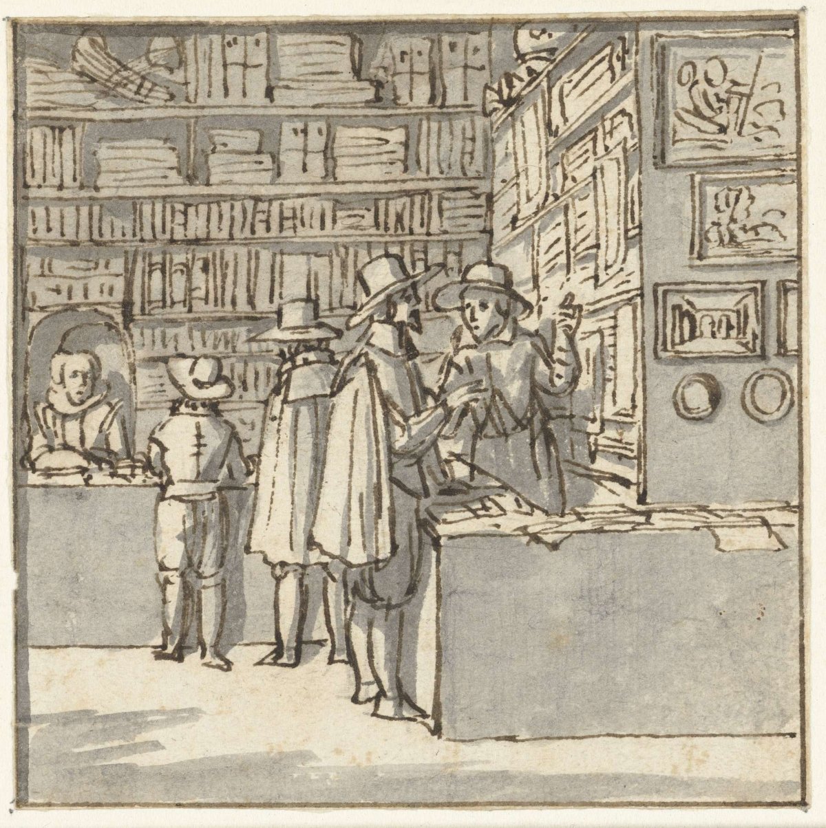 Interior of a Bookshop, anoniem, 1628