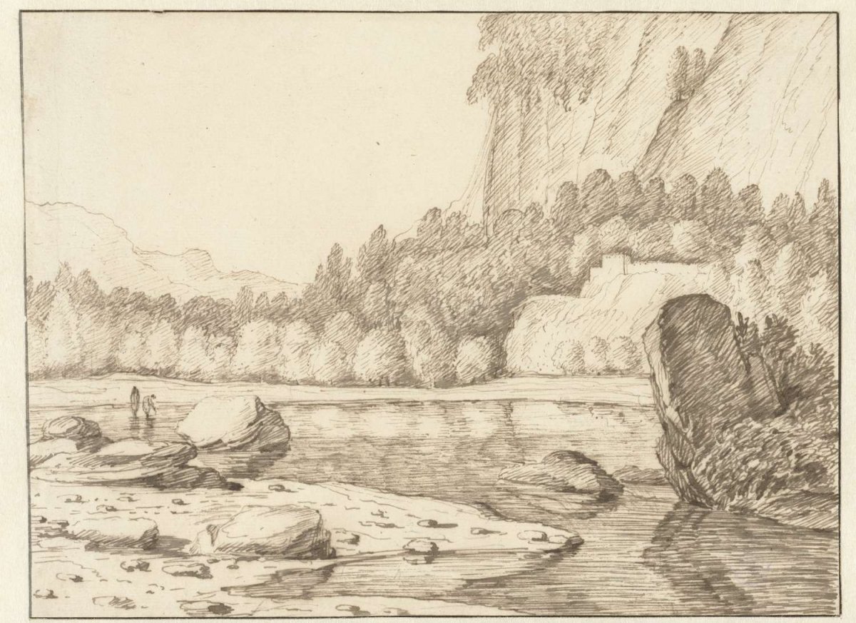 Lake in rocky landscape, Jacob Esselens, 1636 - 1687