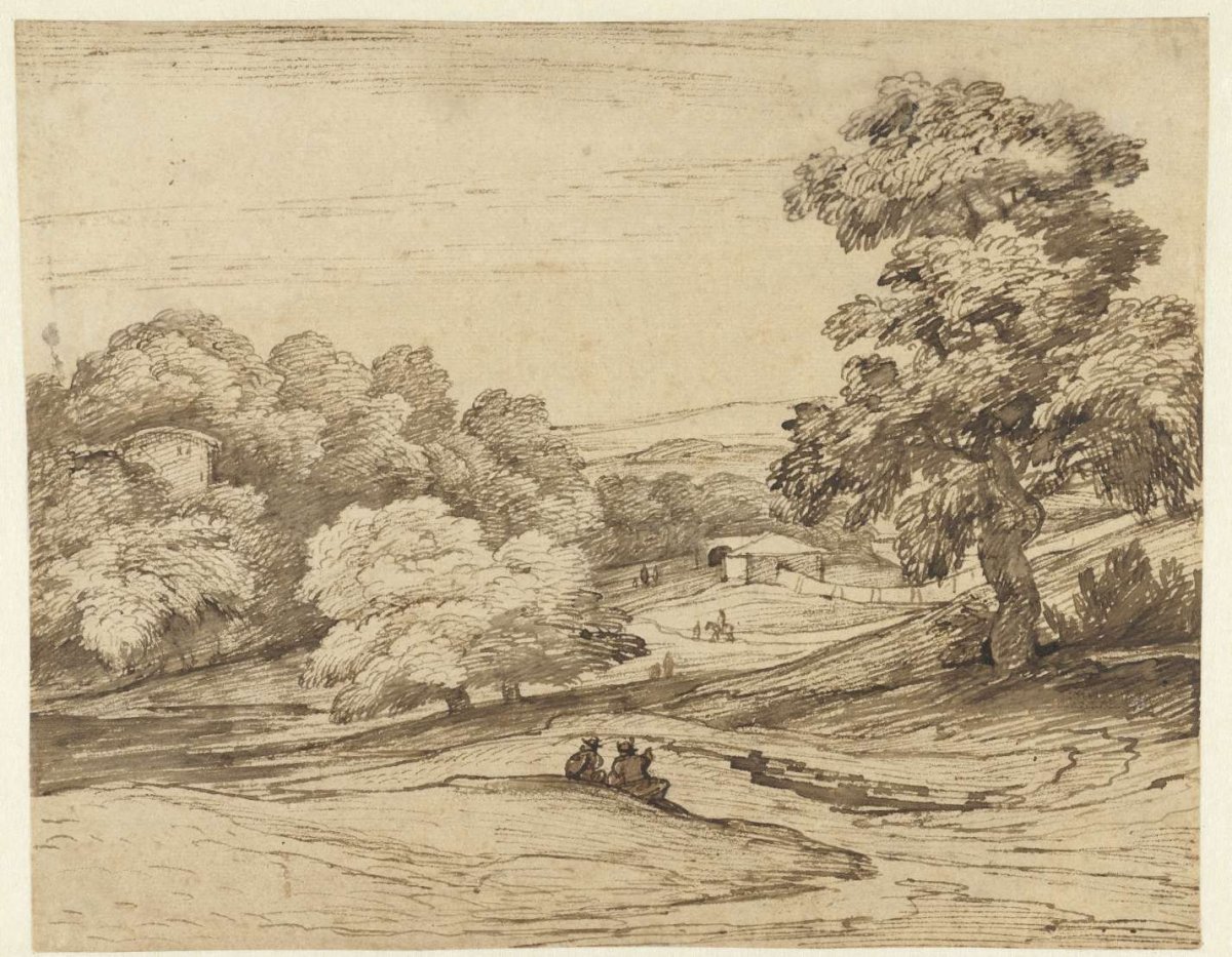 Landscape with a wall in the distance, Jacob Esselens, 1636 - 1687