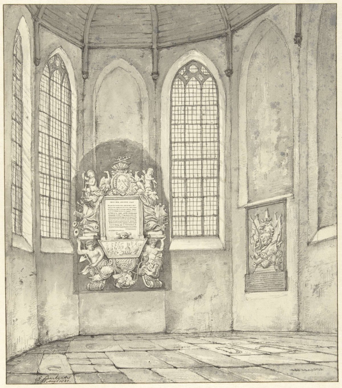 Tomb of Anthony Pieterson in the church at Monster, Gerrit Lamberts, 1837