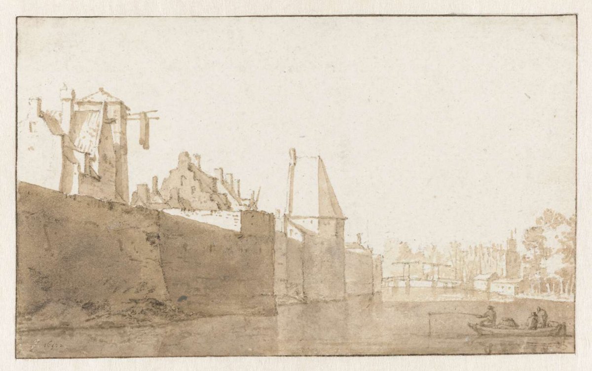 View of the city wall of Leiden, Jan de Bisschop, 1651 - 1652