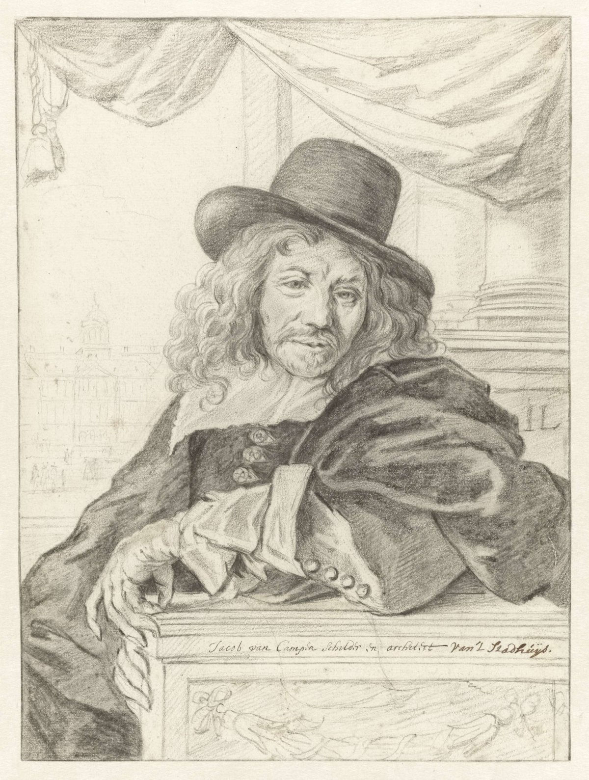 Portrait of Jacob van Campen, anonymous, 1661 - 1700