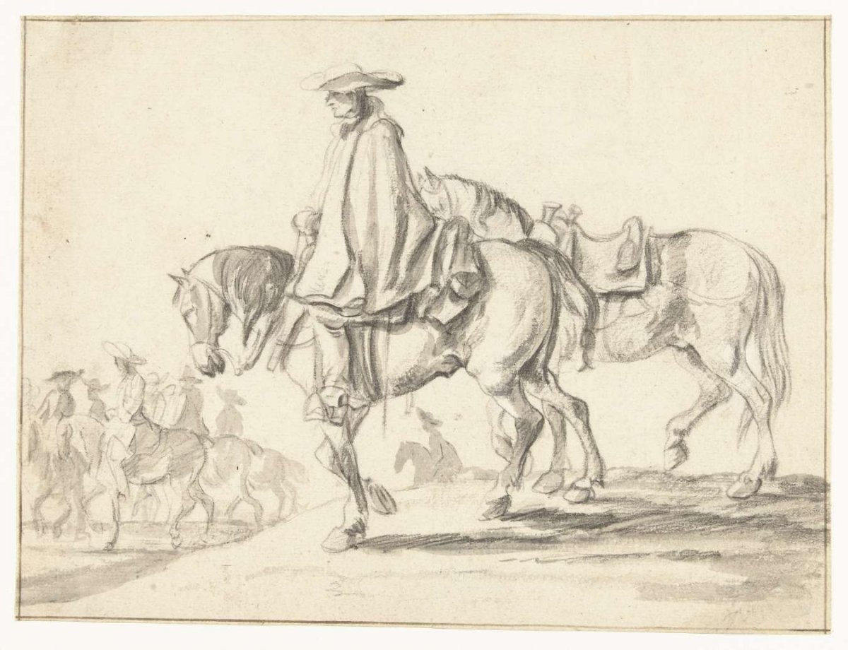 A horseman with a big hat, Adam Frans van der Meulen, 1642 - 1690